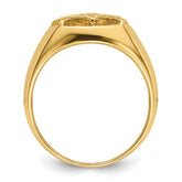 14k Men's Polished and Textured Masonic Ring Mounting (No Stone Included)